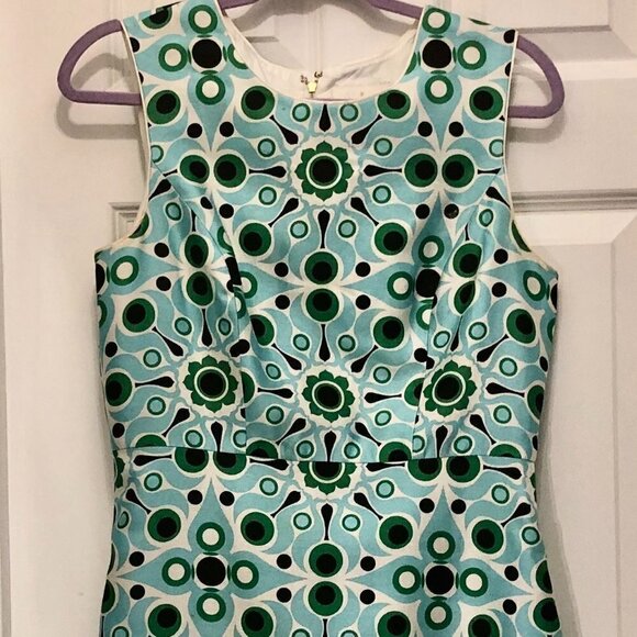 Kate Spade Solar Miriam Sheath Dress Silk Blend Blue Green Size 10 - Picture 4 of 10